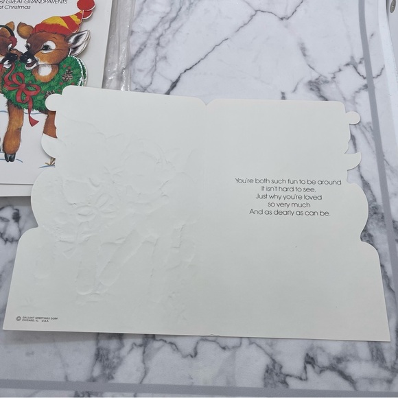6 Vintage Gallant Christmas Cards Great-Grandparents Reindeer Deer Holiday - Picture 5 of 6